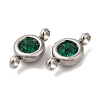 304 Stainless Steel Single Rhinestone Connector Charms STAS-E194-13P-07-3