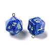 7 Styles Opaque Resin Polyhedral Dice Pendants Set RESI-A029-01O-2