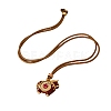 Brass Pave Cubic Zirconia and Enamel Horse Pendant Adjustable Cotton Cord Necklaces for Women WG24AFA-01-2