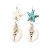 2Pcs Natural Mixed Cowrie Shell Pendants PALLOY-JF03860-1