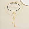 304 Stainless Steel Letter Z Pendant Double Layered Y-shaped Long Lariat Necklaces for Women AE9765-2
