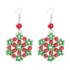 Flower Glass Pearl Beads Dangle Earrings for Christmas EJEW-JE01615-01-1