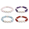 Natural Mixed Gemstone & Pearl Beaded Stretch Bracelet for Women BJEW-JB09384-1