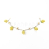 Resin Lemon Pendant Necklace with Glass Beaded Flower Chains for Women NJEW-TA00057-5