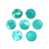 Spray Painted Natural Freshwater Shell Flat Round Charms SHEL-N036-09-1