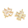 Saint Patrick's Day Glass Clover Connector Charms KK-P348-03G-05-2