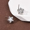 Brass Micro Pave Clear Cubic Zirconia Stud Earrings EJEW-C174-02C-P-3