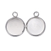 304 Stainless Steel Pendant Cabochon Settings X-STAS-F191-14S-C-3