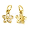 Rack Plating Brass Pave Clear Cubic Zirconia Flower Charms KK-Z026-11G-1