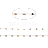 Rondelle Glass Beaded Link Chains CHS-G028-03G-11-2