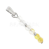 Faceted Round Natural Quartz Crystal & Gold Rutilated Quartz & Yellow Opal Beaded Pendants PALLOY-JF03529-04-3
