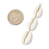 3 Natural Cowrie Shell Beaded Big Pendants PALLOY-JF03807-2
