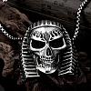 Rock Punk 316L Surgical Stainless Steel Skull Pendant Necklaces For Men NJEW-BB01192-3