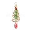 3Pcs 3 Colors Christmas Theme Copper Wired Glass Big Pendants PALLOY-JF02854-2