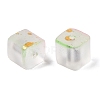 Frosted Glass Beads with Golden Glitter Powder DGLA-NH001-8mm-01E-2