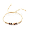 Natural Agate & Brass Clover Beaded Cord Bracelet BJEW-JB08366-01-1