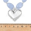 Acrylic Heart Pendant Oval Imitation Gemstone Beaded Necklaces for Women NJEW-JN06479-02-4