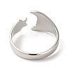 304 Stainless Steel Star & Moon Open Cuff Ring for Women RJEW-E063-07P-3