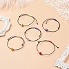 5Pcs 5 Colors Lampwork Round Evil Eye Braided Bead Bracelets Set for Women BJEW-JB08787-2