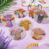 DIY Cattle & Flower Pattern Coaster Diamond Painting Kits DIY-TAC0016-53-18