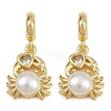 Brass Pave Clear Cubic Zirconia and Imitation Pearl European Dangle Charms KK-C114-15G-1