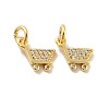 Shopping Cart Brass Micro Pave Clear Cubic Zirconia Charms KK-G425-17-2