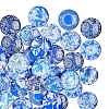 50Pcs Blue and White Printed Glass Cabochons GGLA-SZ0001-23-1