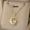 Moon & Heart 304 Stainless Steel Micro Pave Clear Cubic Zirconia Pendant Necklaces FS-WG967E3-01-1