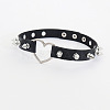 Spiked Rivet Alloy Heart Link PU Leather Choker Necklaces for Women FS-WGC3189-01-4
