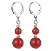 Round Natural Gemstone Dangle Earrings EJEW-JE05536-2