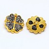Eco-Friendly Alloy Rhinestone Clover Jewelry Snap Buttons X-SNAP-F004-66D-NR-1