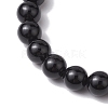 2pcs 2 Styles 6mm Round & Chip Natural Black Agate Beaded Stretch Bracelet Sets BJEW-TA00517-04-6