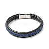 Cowhide Braided Flat Cord Bracelet with 304 Stainless Steel Magnetic Clasps BJEW-H552-01P-04-1