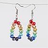 Rainbow Electroplated Glass Beaded Dangle Earrings and Brass Earring Hooks EJEW-JE02037-2