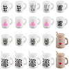 20Pcs 7 Styles Straw Cup with Word Food Grade Eco-Friendly Silicone Focal Beads SIL-SC0002-17-1