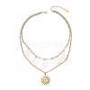 304 Stainless Steel Moon Sun & Natural Freshwater Shell Star Pendant Double Layer Necklaces for Women NJEW-JN05404-4