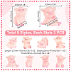 24Pcs 8 Styles Resin Pig Figurines Ornaments DJEW-GA0001-55-2