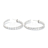 Brass Micro Pave Clear Cubic Zirconia Half Hoop Earrings EJEW-A058-01P-1