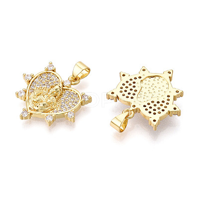 Brass Micro Pave clear Cubic Zirconia Pendants ZIRC-N039-165-NF-1