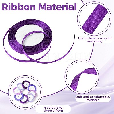 8Rolls 4 Colors Single Face Satin Ribbon OCOR-FS0001-10C-1