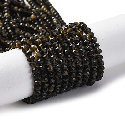 Natural Golden Sheen Obsidian Beads Strands G-G139-B24-01-1