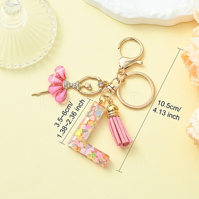 Letter A~Z Transparent Glitter Resin Pendant Keychains KEYC-FZ00024-08-1