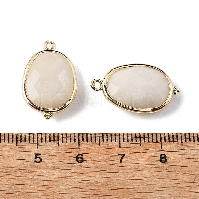 Natural Moonstone Faceted Oval Connector Charms G-H323-02G-10-1