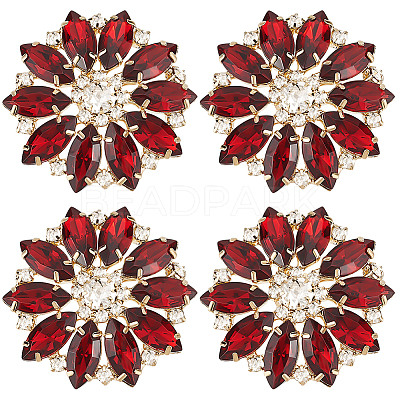 4Pcs Alloy Rhinestone Shank Buttons BUTT-FG0001-26B-1