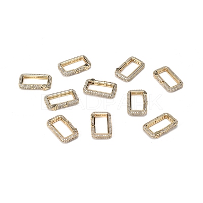 Brass Micro Pave Clear Cubic Zirconia Spring Gate Rings ZIRC-F120-006G-1