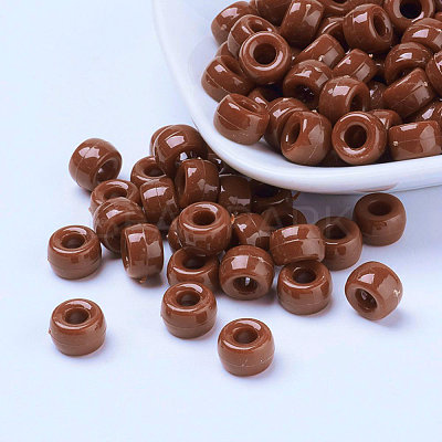 Opaque Acrylic European Large Hole Beads PL338-76-1