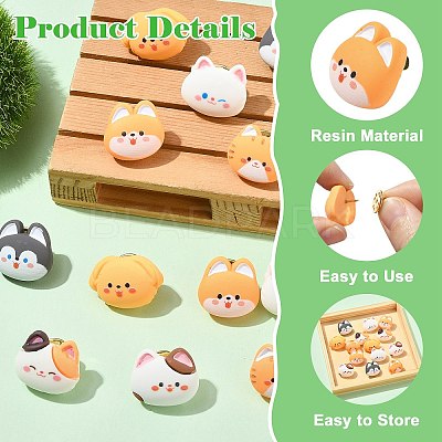 14Pcs 7 Styles Cartoon Cat Resin Lapel Pin Backs JEWB-CJ0003-03-1