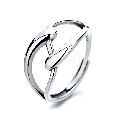 Criss Cross Rhodium Plated 925 Sterling Silver Adjustable Rings FS-WG76C09-01-1