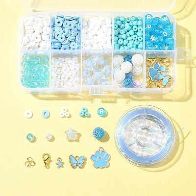 DIY Round Acrylic & Glass Beads Bracelets Jewelry Kits DIY-FS0006-29B-1