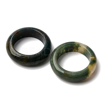 Natural Indian Agate Plain Band Ring for Women RJEW-P044-01B-12-1